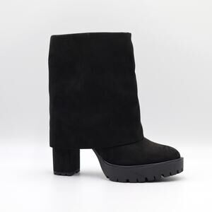 I.N.C Int Concepts Women Black Faux Suede Acelina Fold-Over Dress Booties Size 9